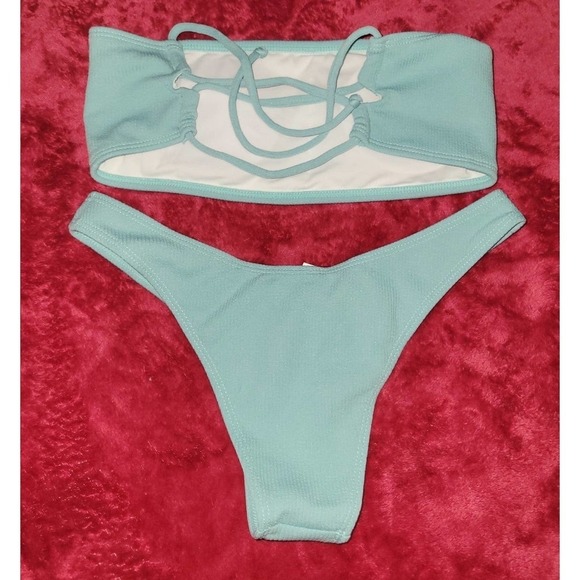 Bikini medium, teal, cheeky, tube top - Picture 2 of 3